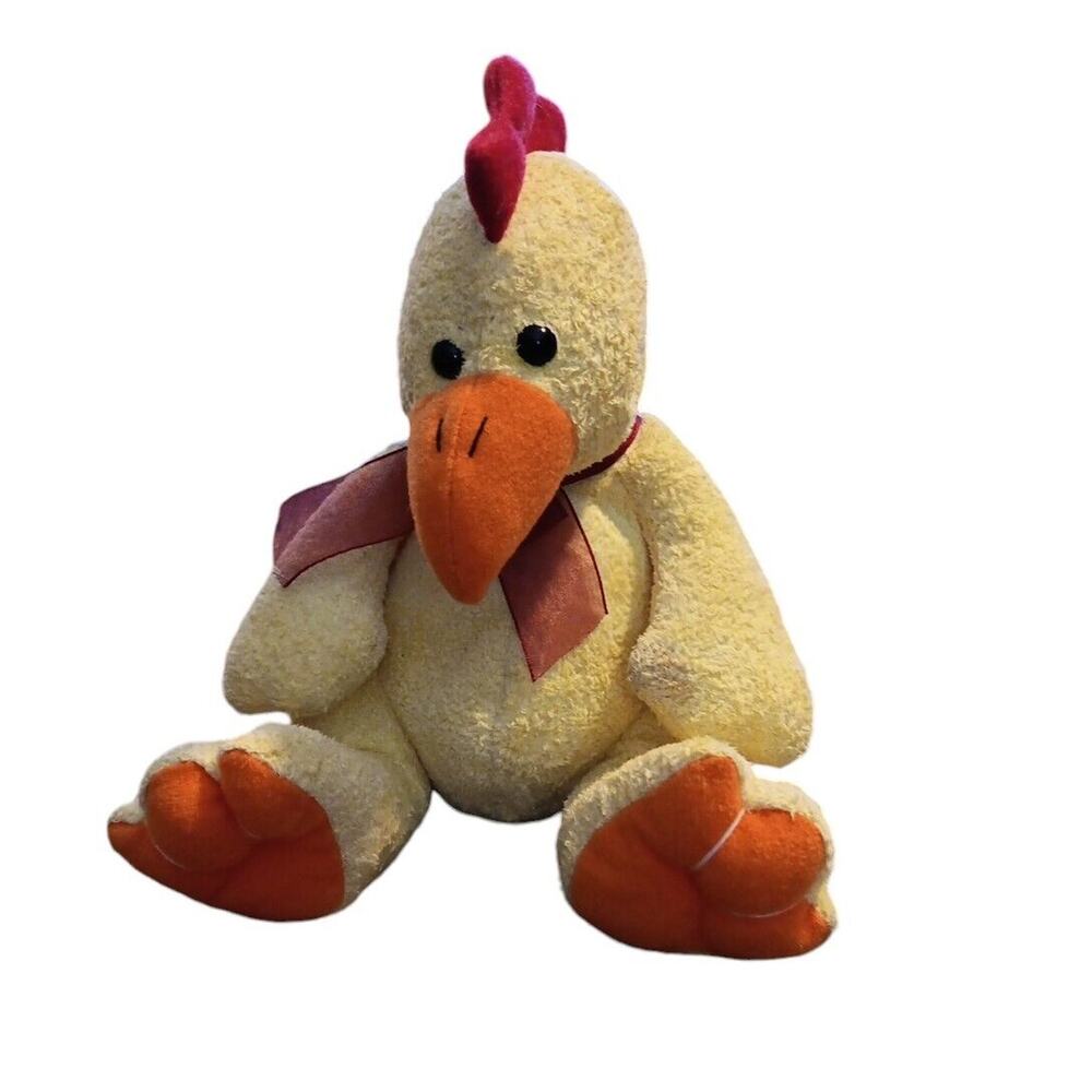 Fancy Zoo Bean Bag Plush Chicken Hen Rooster Yellow Red Orange Vtg‎ 2001 #21096